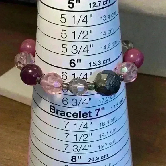 Purple and Grey Stretch Bracelet - Picture 3 of 4